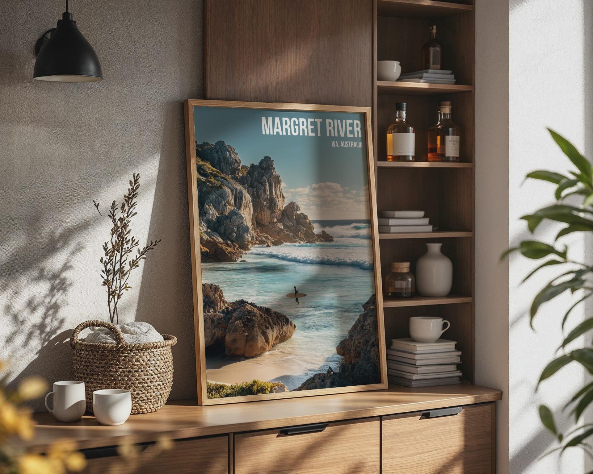 Margaret River Surfing Poster WA Australia Coastal Wall Art Print - Travel Wall Art