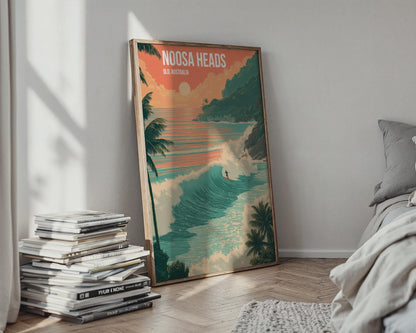 Noosa Heads Surf Poster Wave Art Queensland Australia Coastal Wall Art Print - Travel Wall Art