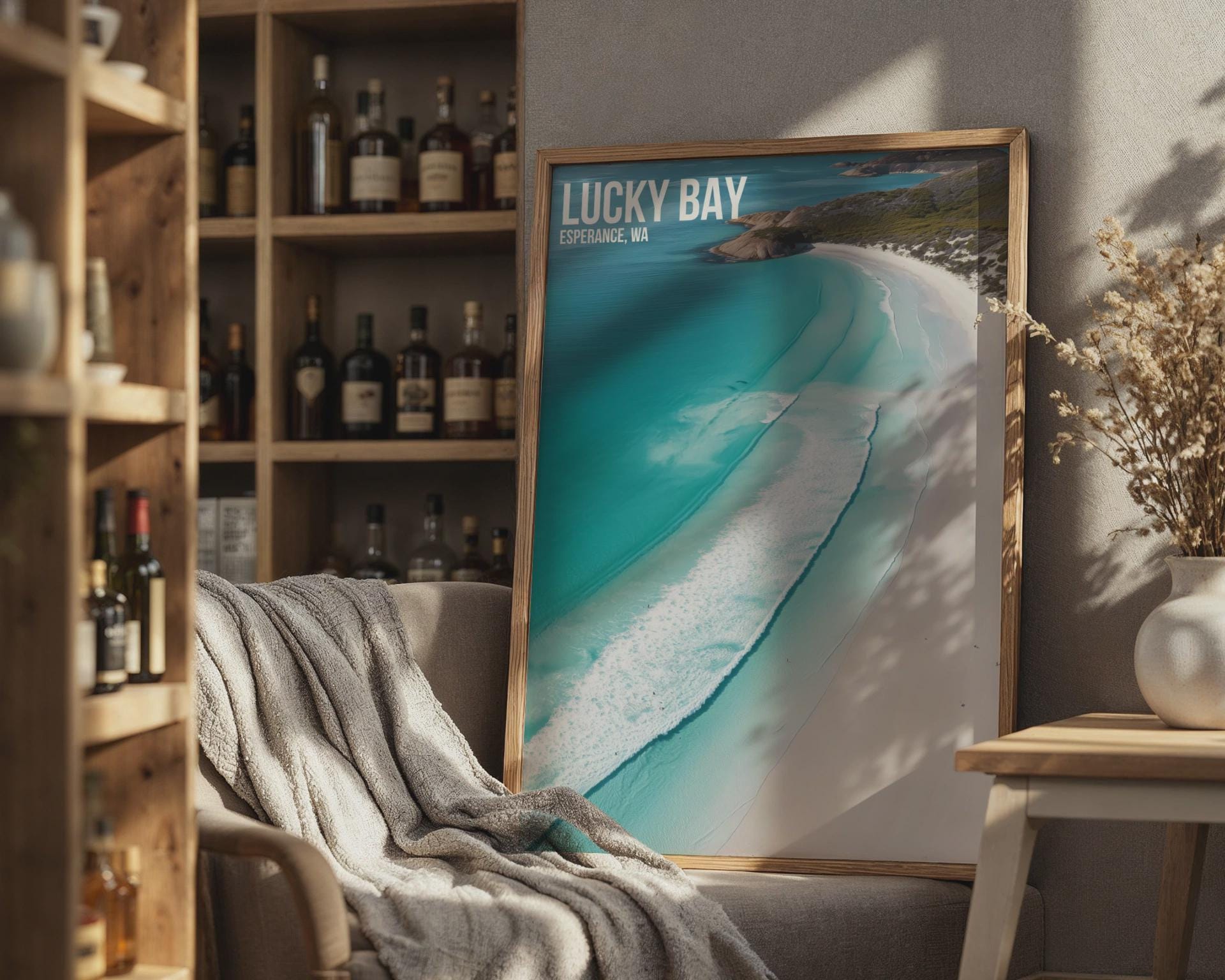 Lucky Bay Beach Poster Coastal Wall Art Esperance WA - Travel Wall Art