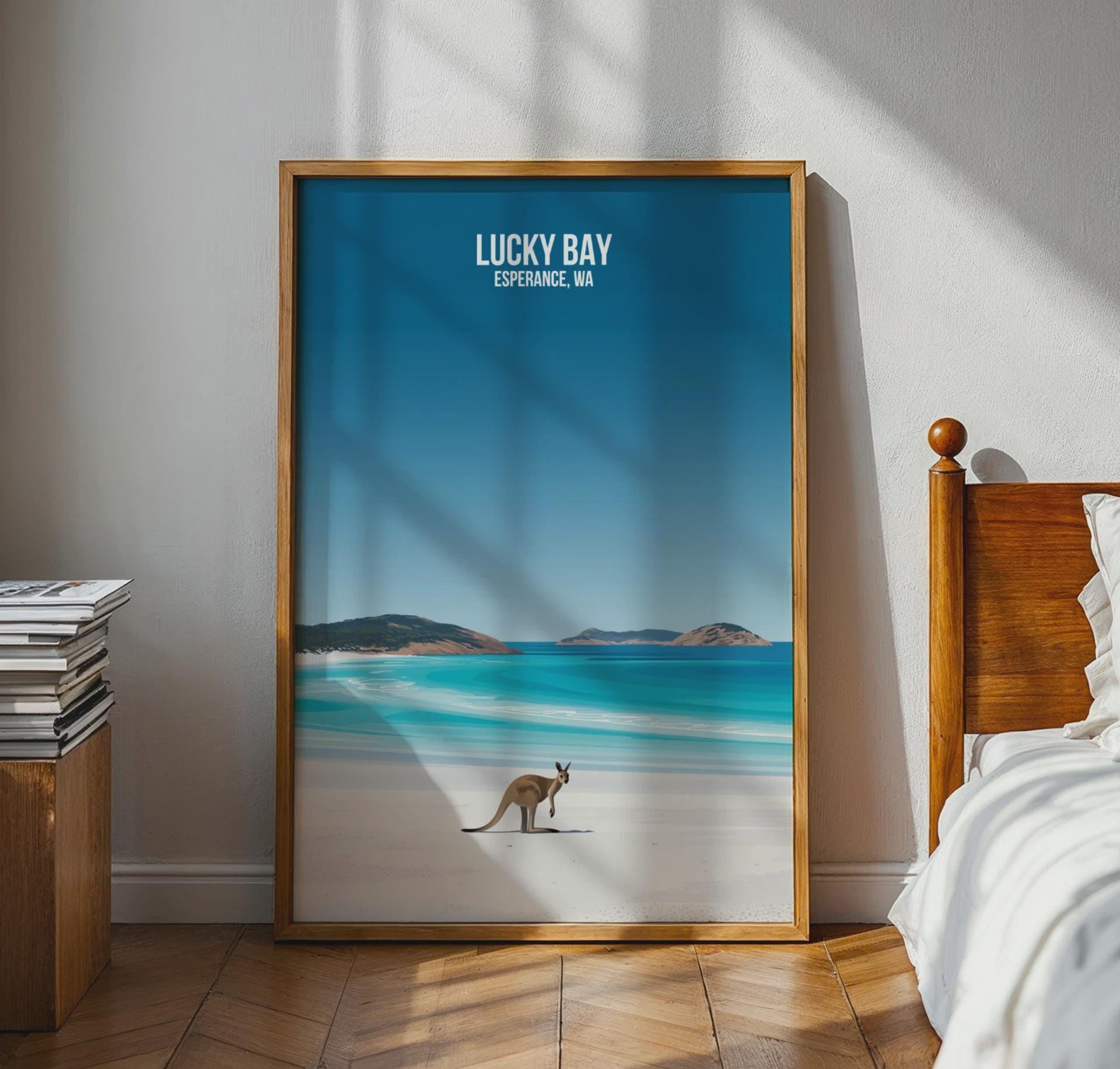 Lucky Bay Print Coastal Wall Art Kangaroo Australia - Travel Wall Art