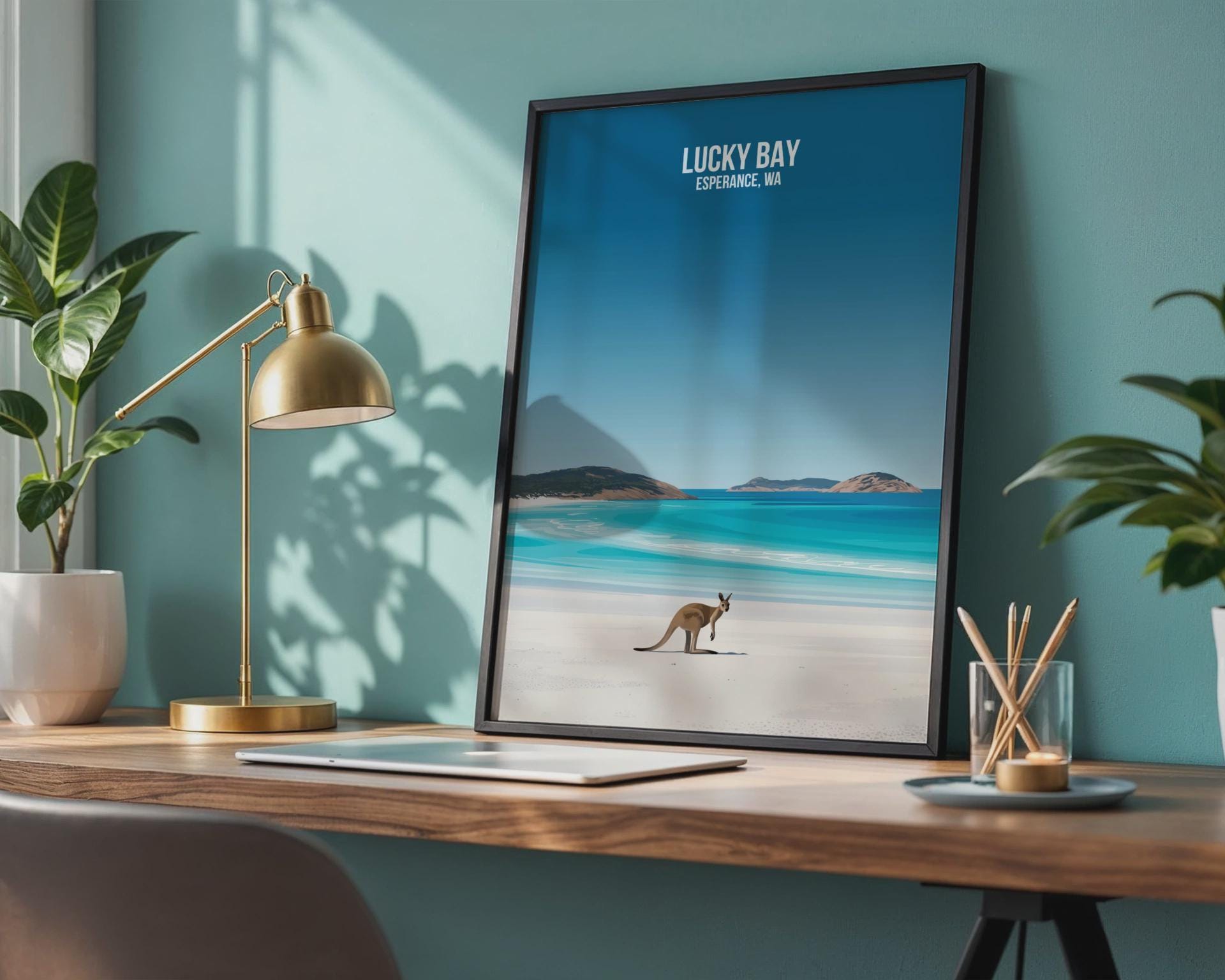 Lucky Bay Print Coastal Wall Art Kangaroo Australia - Travel Wall Art
