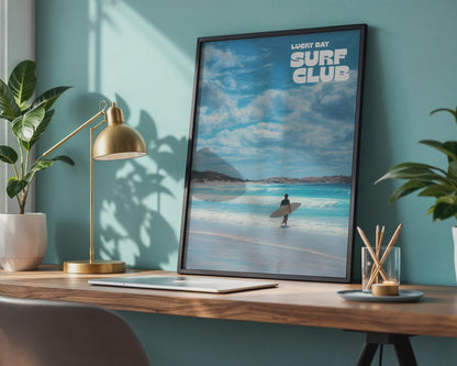 Lucky Bay Surf Club Poster Art Print Coastal Landscape - Travel Wall Art