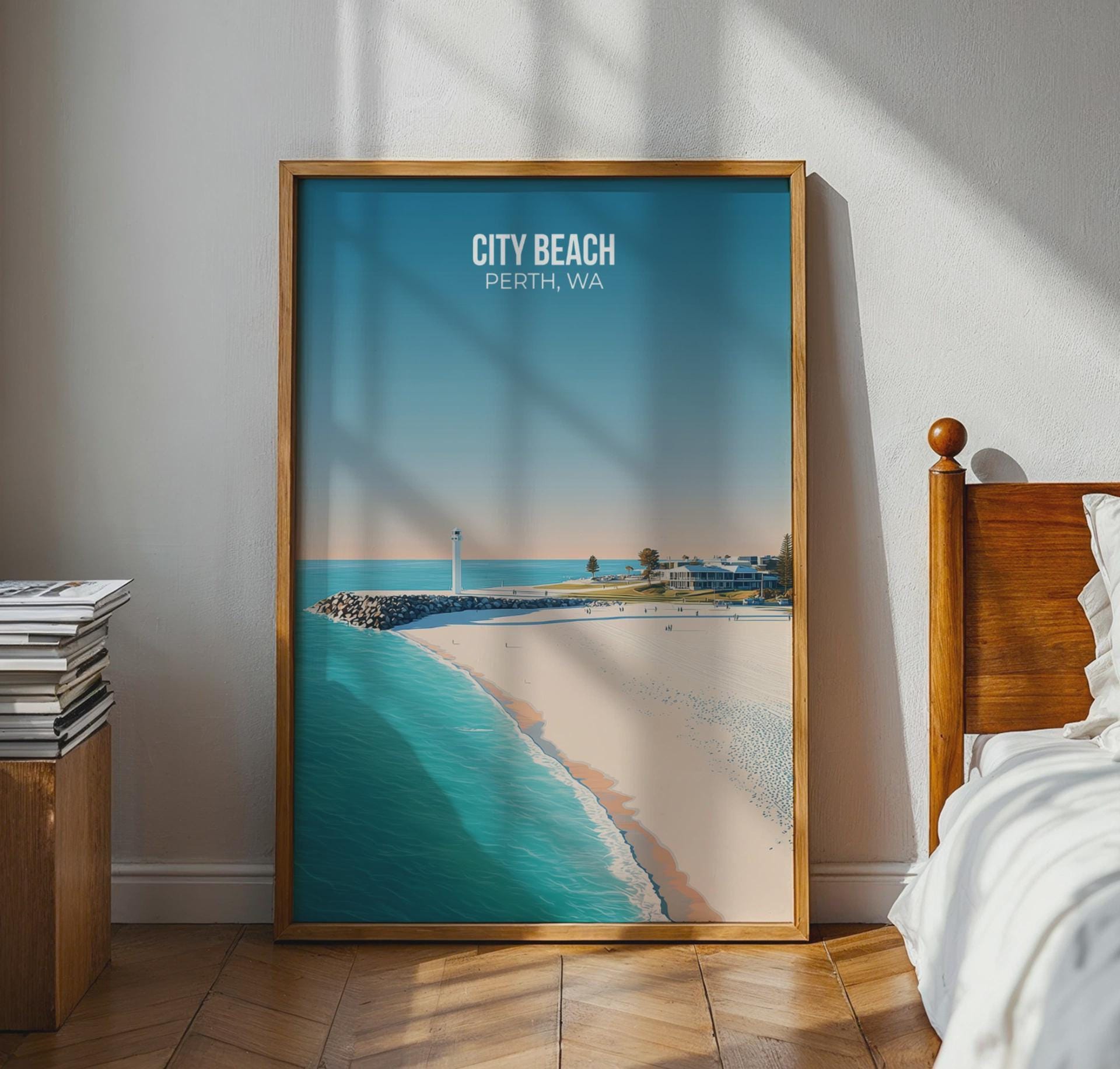 City Beach Perth WA Art Print Seaside Coastal Wall Art - Travel Wall Art