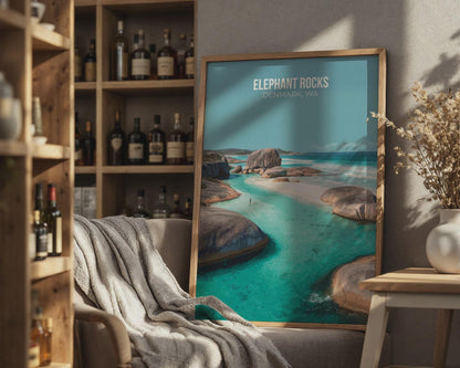Elephant Rocks Denmark WA Travel Poster Art Print - Travel Wall Art