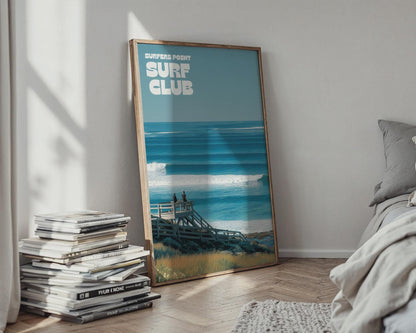 Surfers Point Surf Club Print: Ocean Waves Boardwalk Art Poster - Travel Wall Art