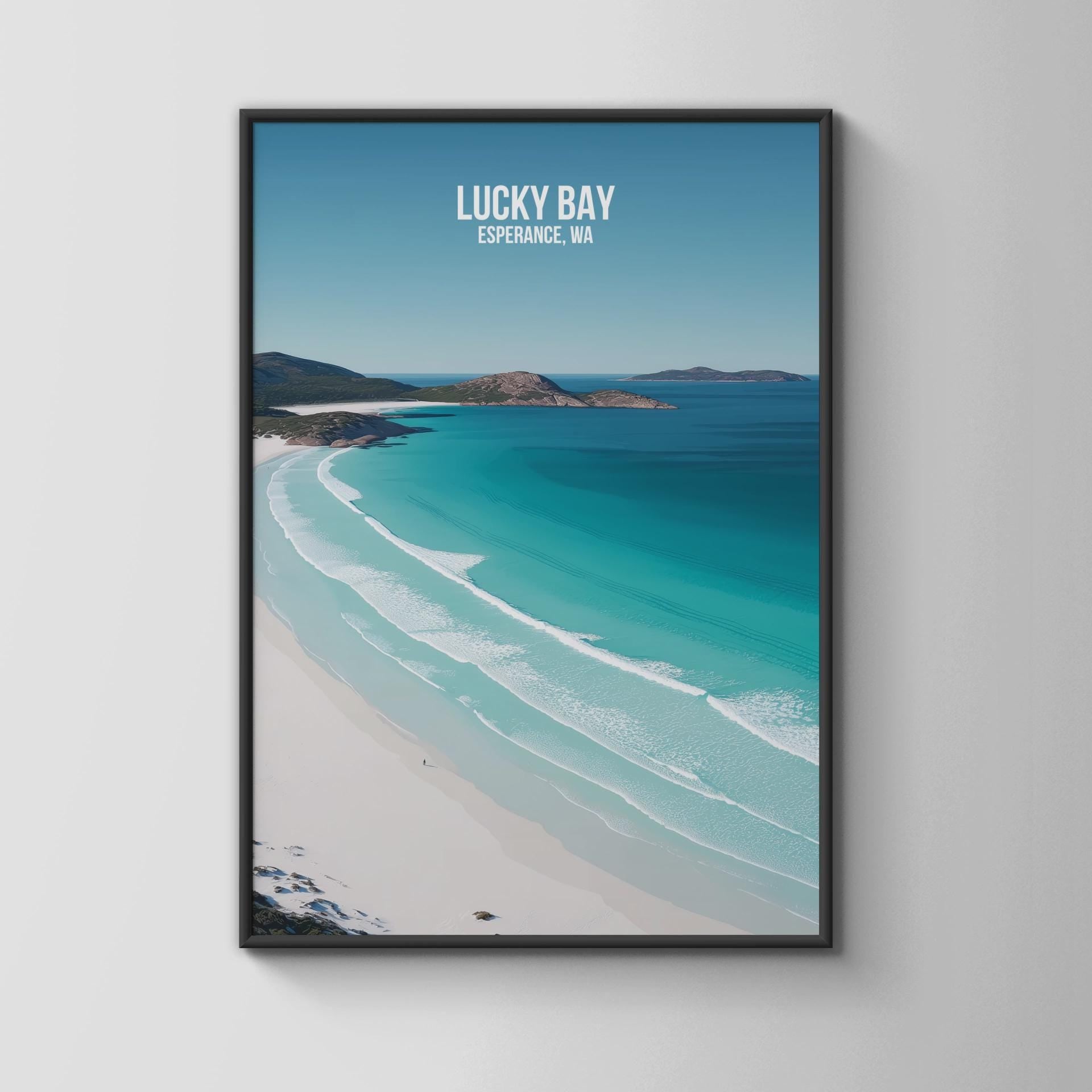 Lucky Bay Beach Poster Print Esperance WA Coastal Wall Art - Travel Wall Art