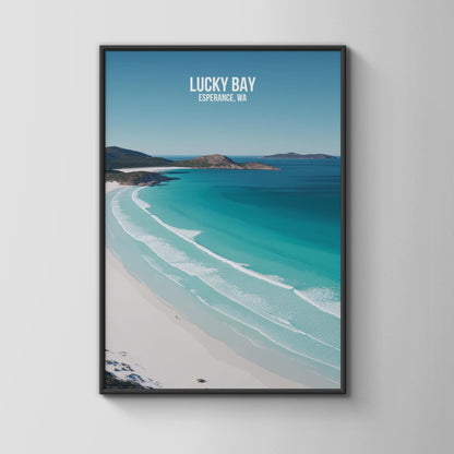 Lucky Bay Beach Poster Print Esperance WA Coastal Wall Art - Travel Wall Art