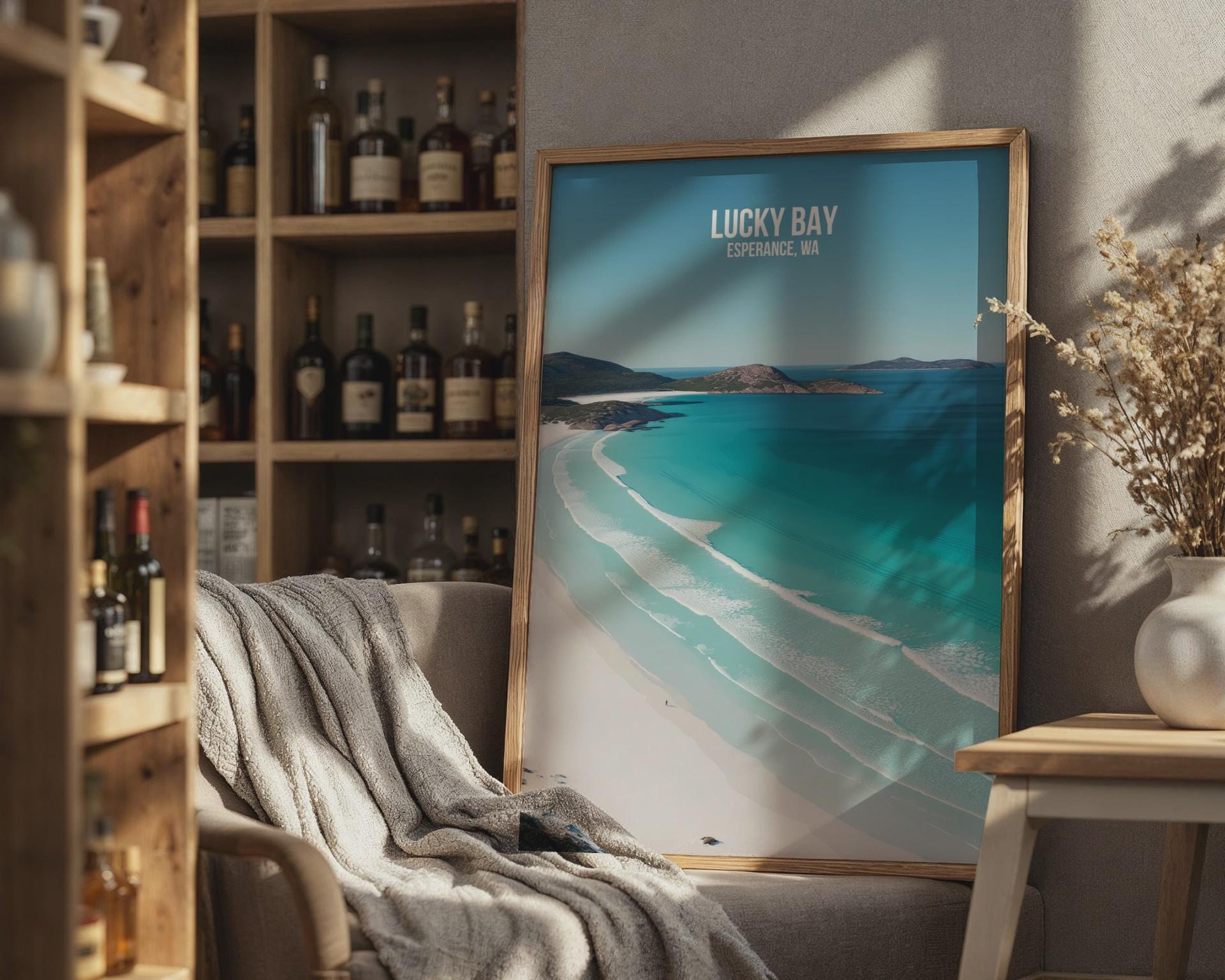 Lucky Bay Beach Poster Print Esperance WA Coastal Wall Art - Travel Wall Art