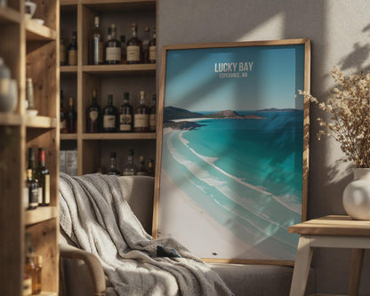 Lucky Bay Beach Poster Print Esperance WA Coastal Wall Art - Travel Wall Art