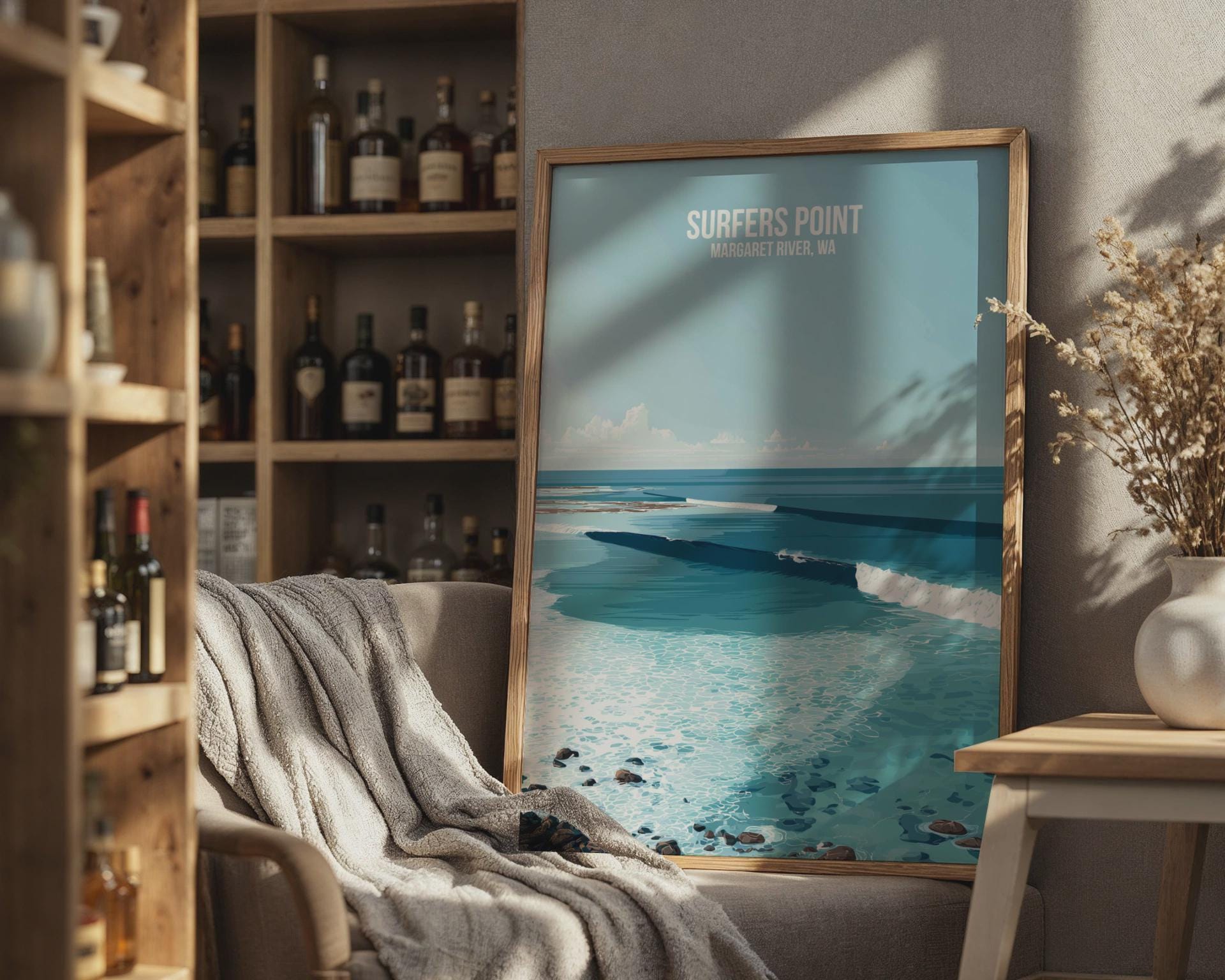 Surfers Point Poster Margaret River WA Coastal Artwork - Travel Wall Art