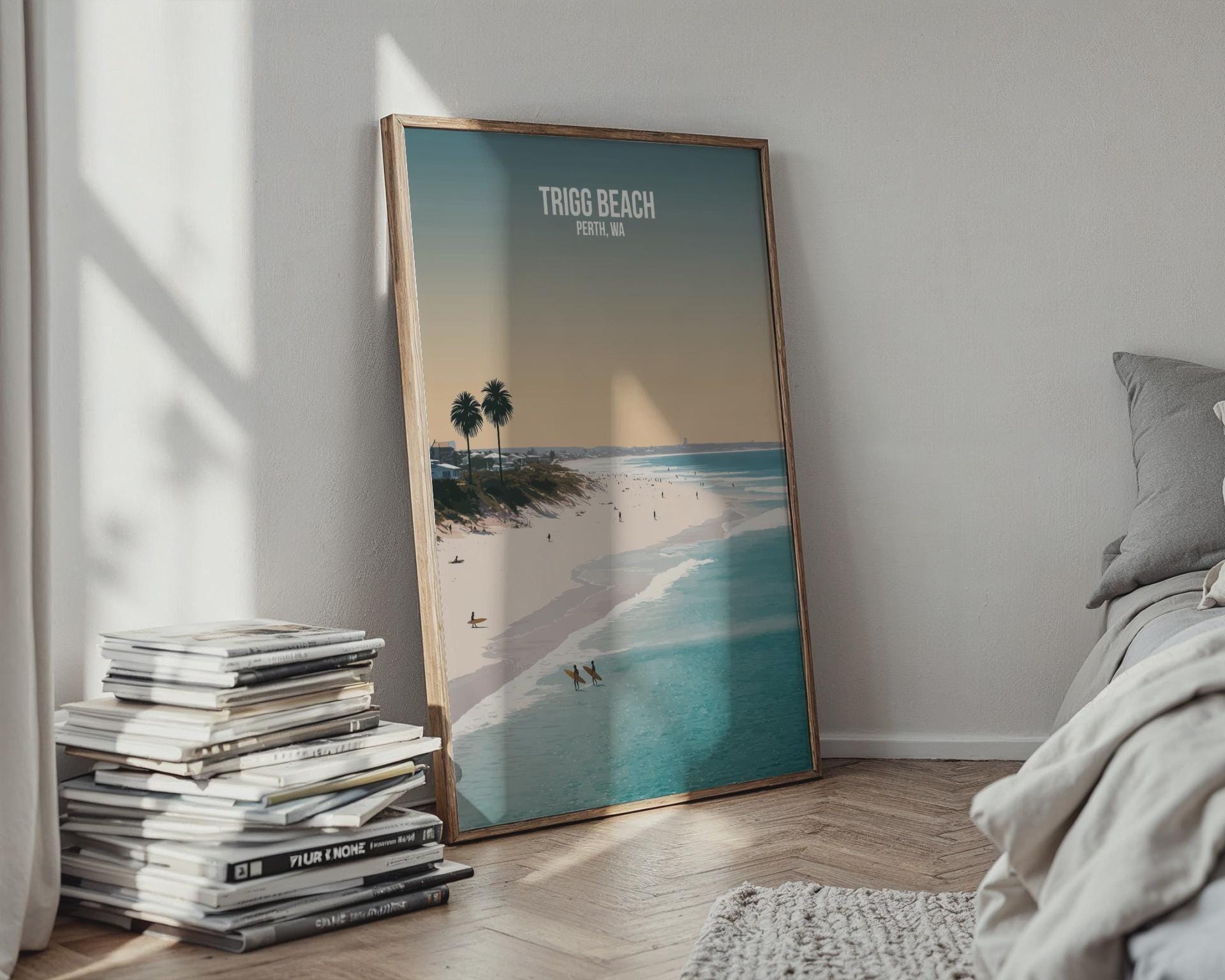Trigg Beach Perth WA Art Print Poster Wall Art Travel Scene - Travel Wall Art