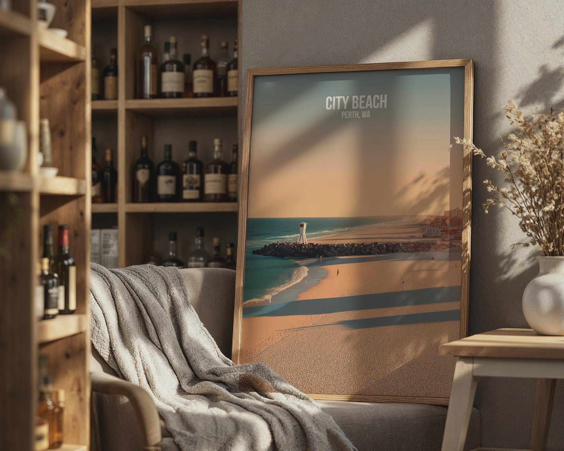 City Beach Perth Wall Art Travel Poster Print - Travel Wall Art