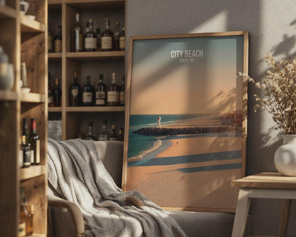 City Beach Perth Wall Art Travel Poster Print - Travel Wall Art