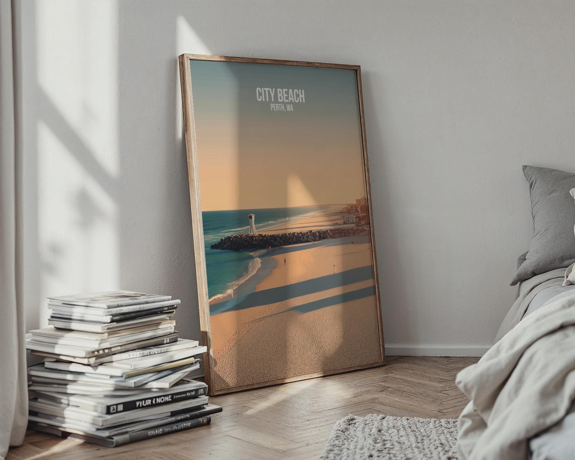 City Beach Perth Wall Art Travel Poster Print - Travel Wall Art