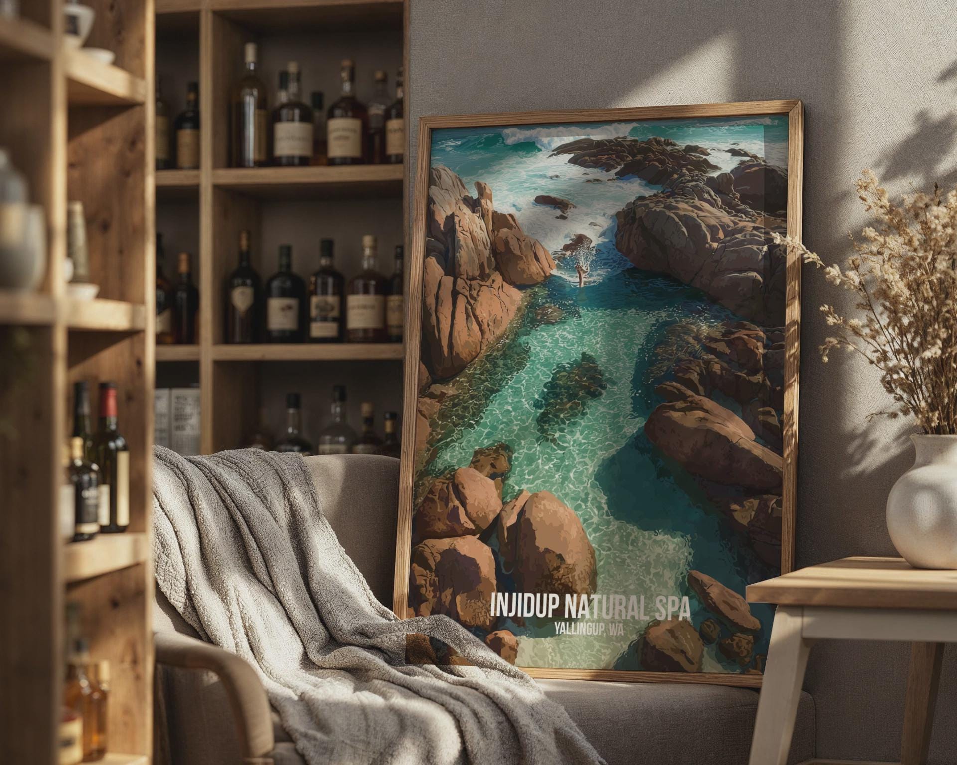 Injidup Natural Spa Wall Art Poster Yallingup WA Coastal Landscape Print - Travel Wall Art