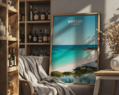 Bunker Bay Beach Poster Yallingup Ocean Art Print Wall Art - Travel Wall Art