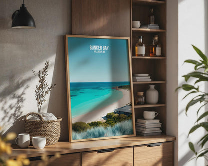 Bunker Bay Beach Poster Yallingup Ocean Art Print Wall Art - Travel Wall Art