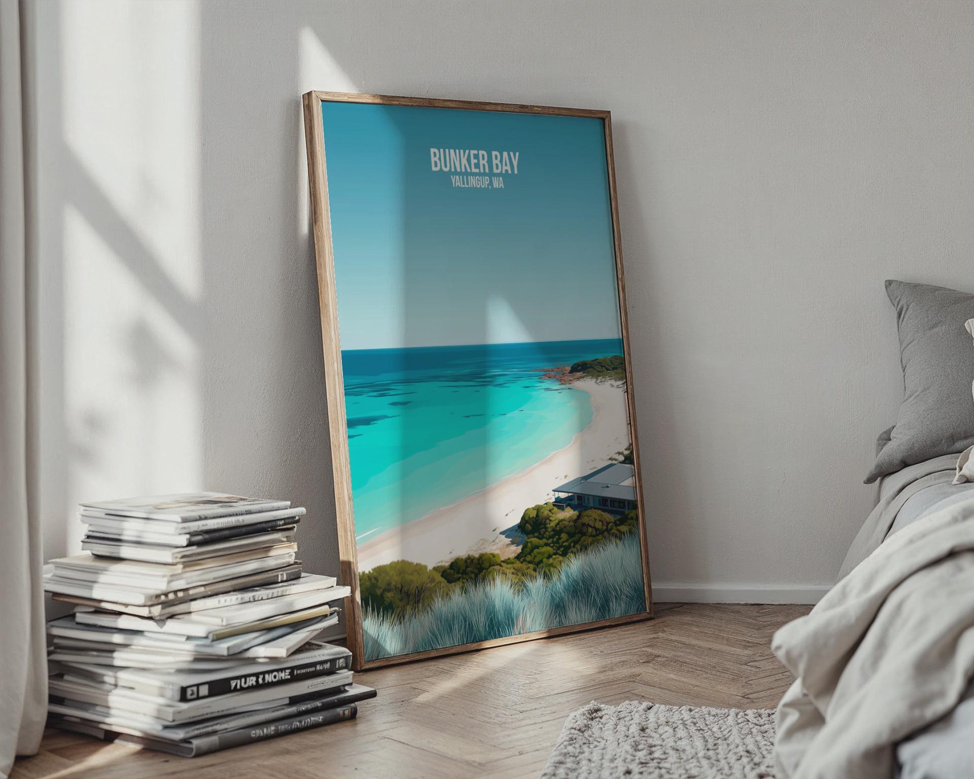 Bunker Bay Beach Poster Yallingup Ocean Art Print Wall Art - Travel Wall Art