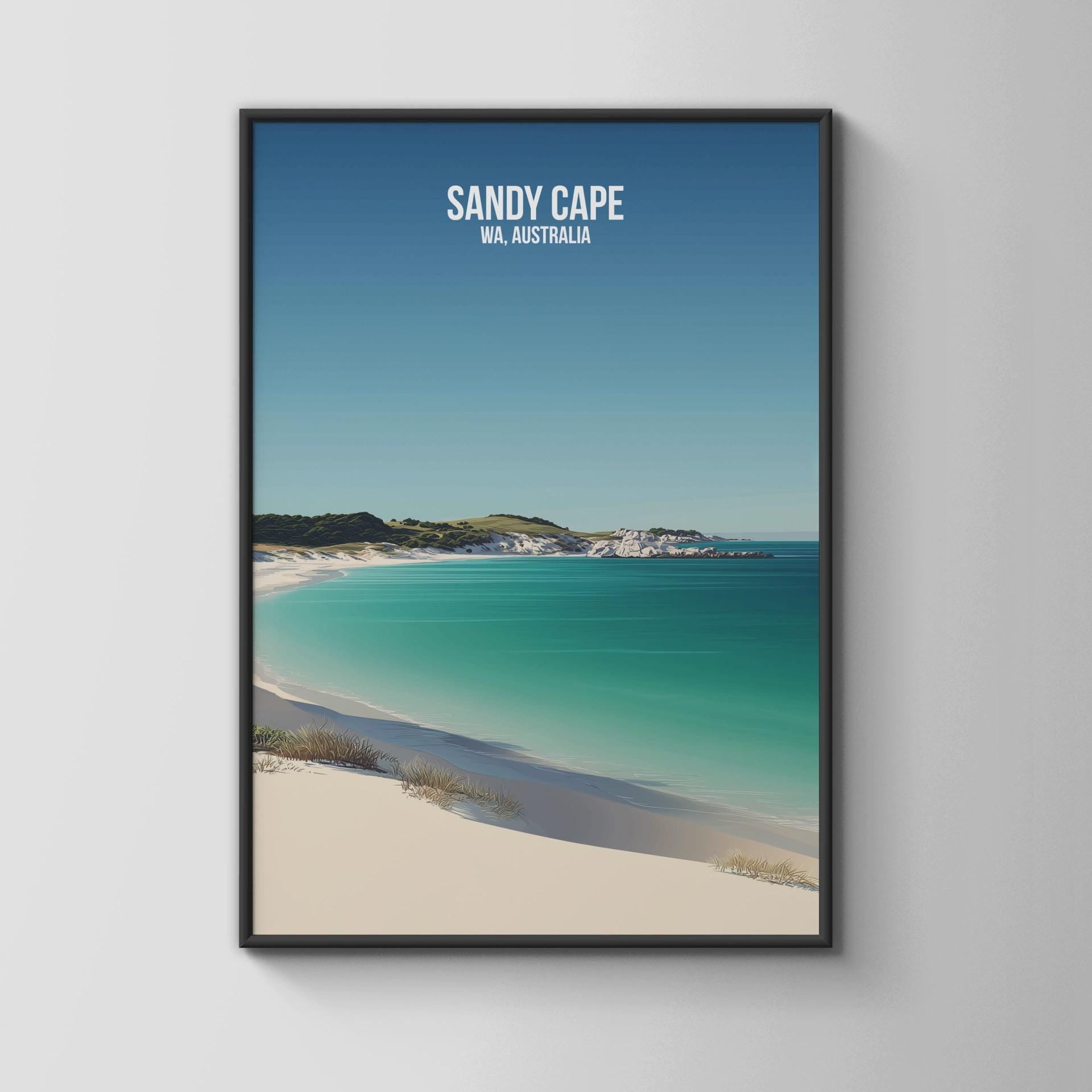 Sandy Cape WA Australia Travel Poster Print Wall Art - Travel Wall Art
