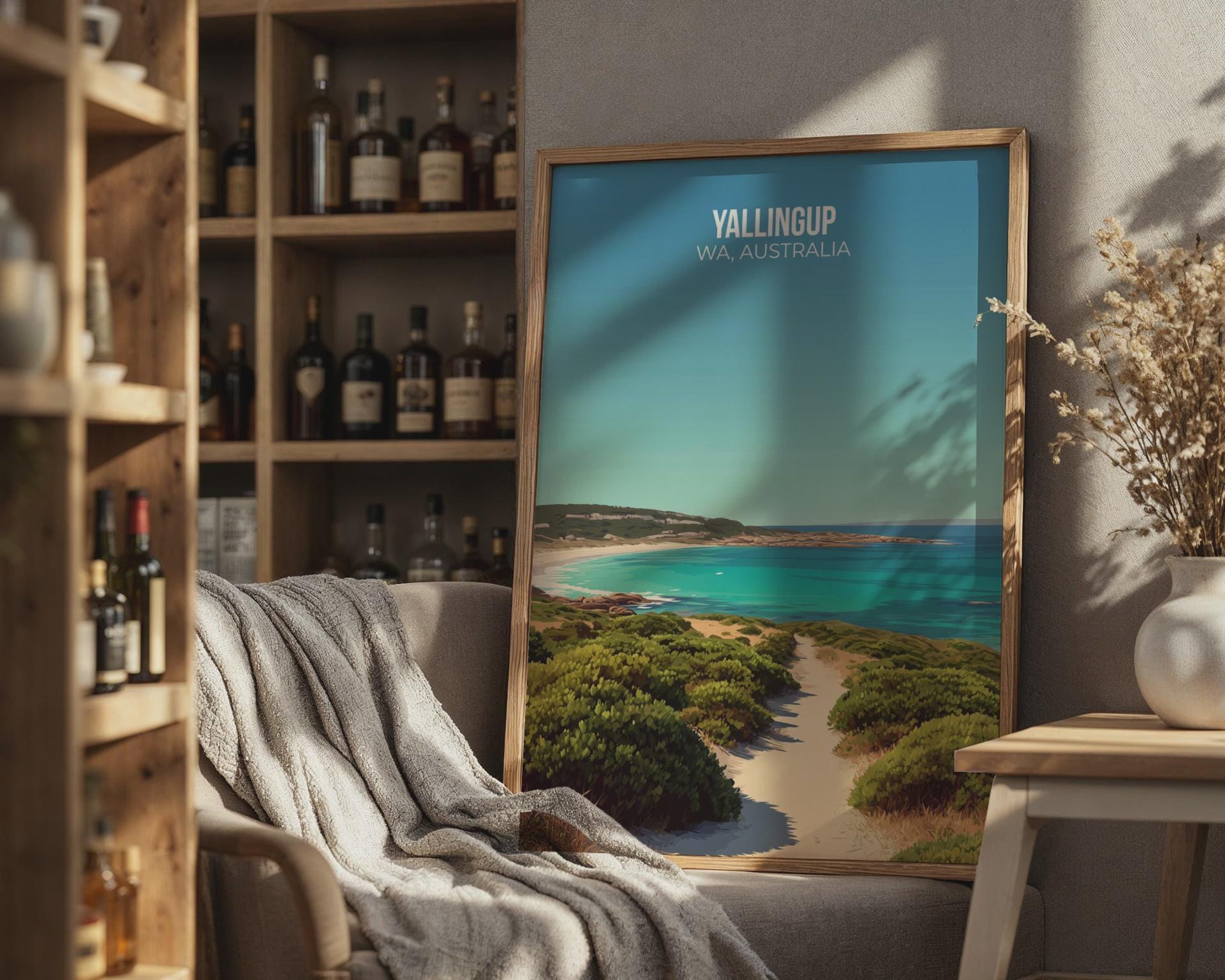 Yallingup Beach Poster Art Print WA Australia Landscape Wall Art - Travel Wall Art