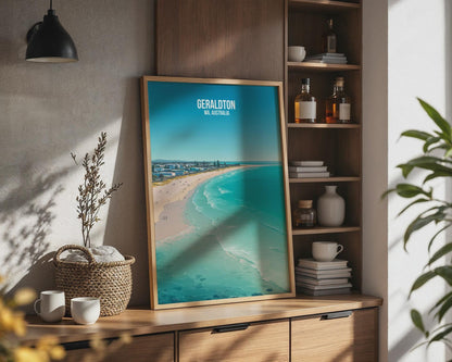 Geraldton WA Australia Beach Landscape Poster Art Print - Travel Wall Art