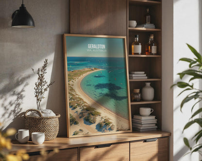 Geraldton WA Australia Beach Poster Art Print - Travel Wall Art