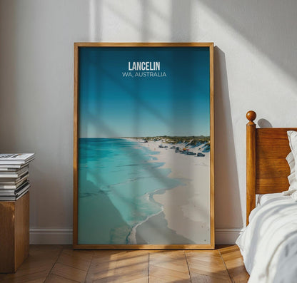 Lancelin Beach Poster WA Australia Coastal Art Print - Travel Wall Art