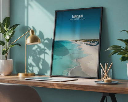 Lancelin Beach Poster WA Australia Coastal Art Print - Travel Wall Art