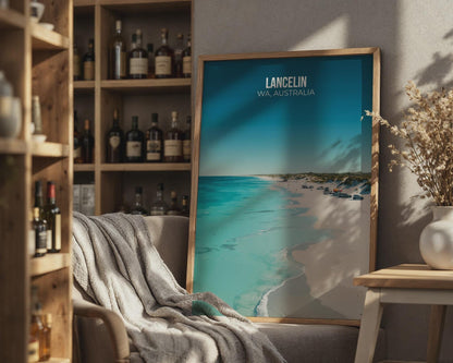 Lancelin Beach Poster WA Australia Coastal Art Print - Travel Wall Art