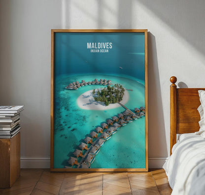 Maldives Indian Ocean Travel Poster Print Wall Art - Travel Wall Art