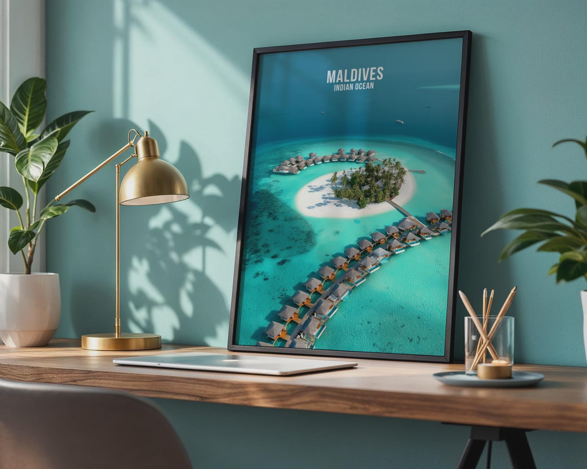 Maldives Indian Ocean Travel Poster Print Wall Art - Travel Wall Art