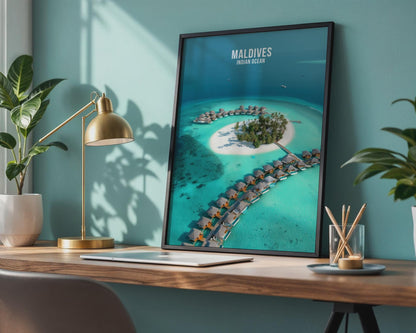Maldives Indian Ocean Travel Poster Print Wall Art - Travel Wall Art