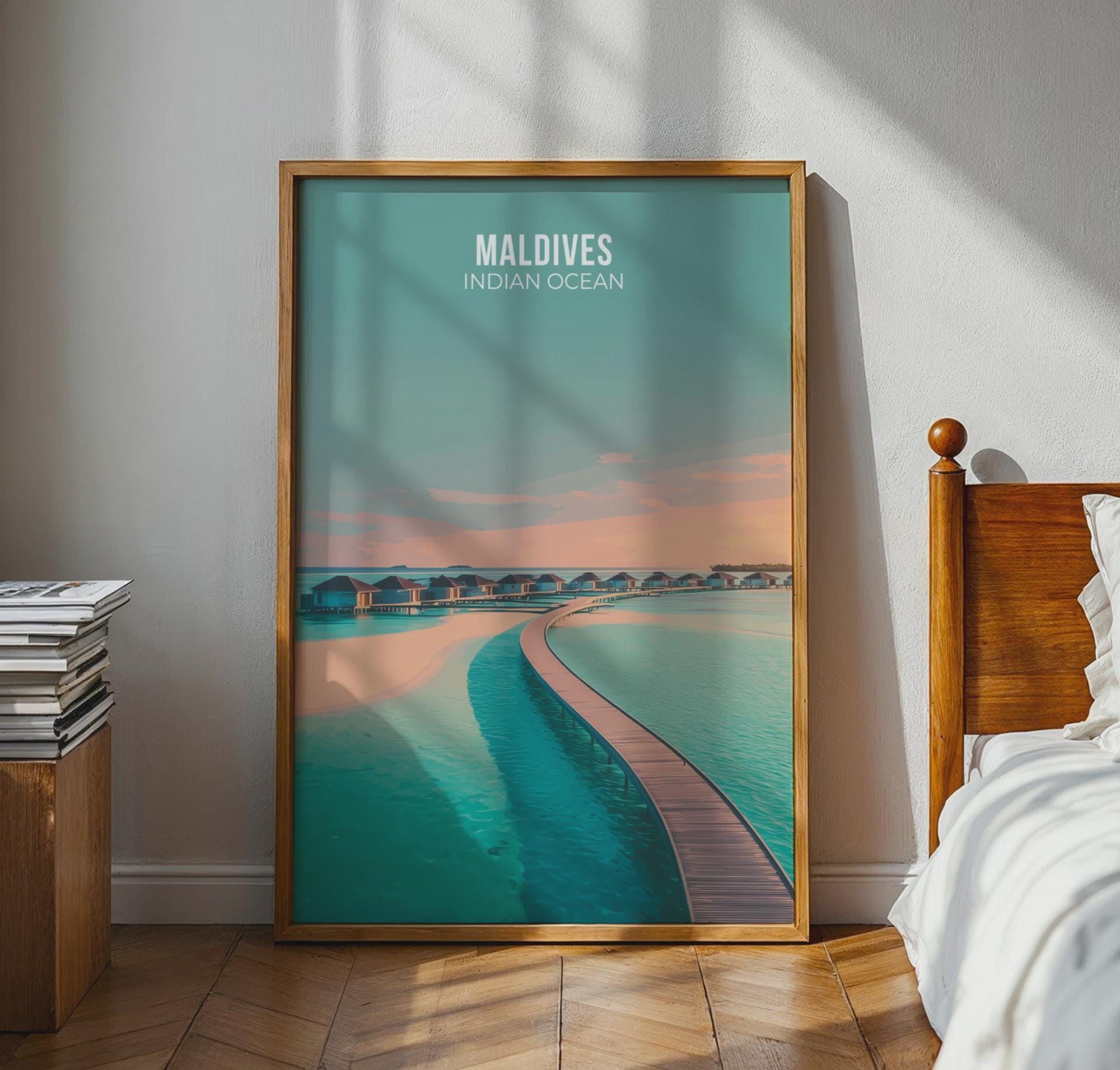Maldives Indian Ocean Travel Poster Art Print - Travel Wall Art