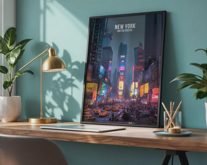 New York City Poster Art Print Times Square Wall Art - Travel Wall Art