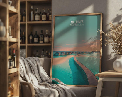 Maldives Indian Ocean Travel Poster Art Print - Travel Wall Art