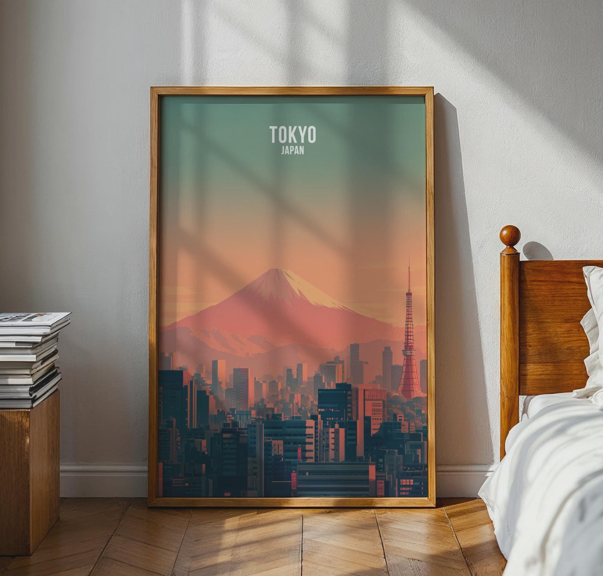 Tokyo Japan Wall Art Print featuring Mount Fuji and Cityscape - Travel Wall Art