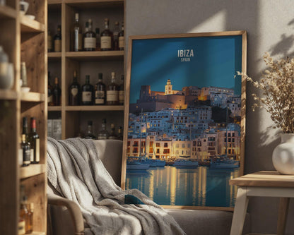 Ibiza Spain Coastal Art Print Night Scene Wall Art - Travel Wall Art