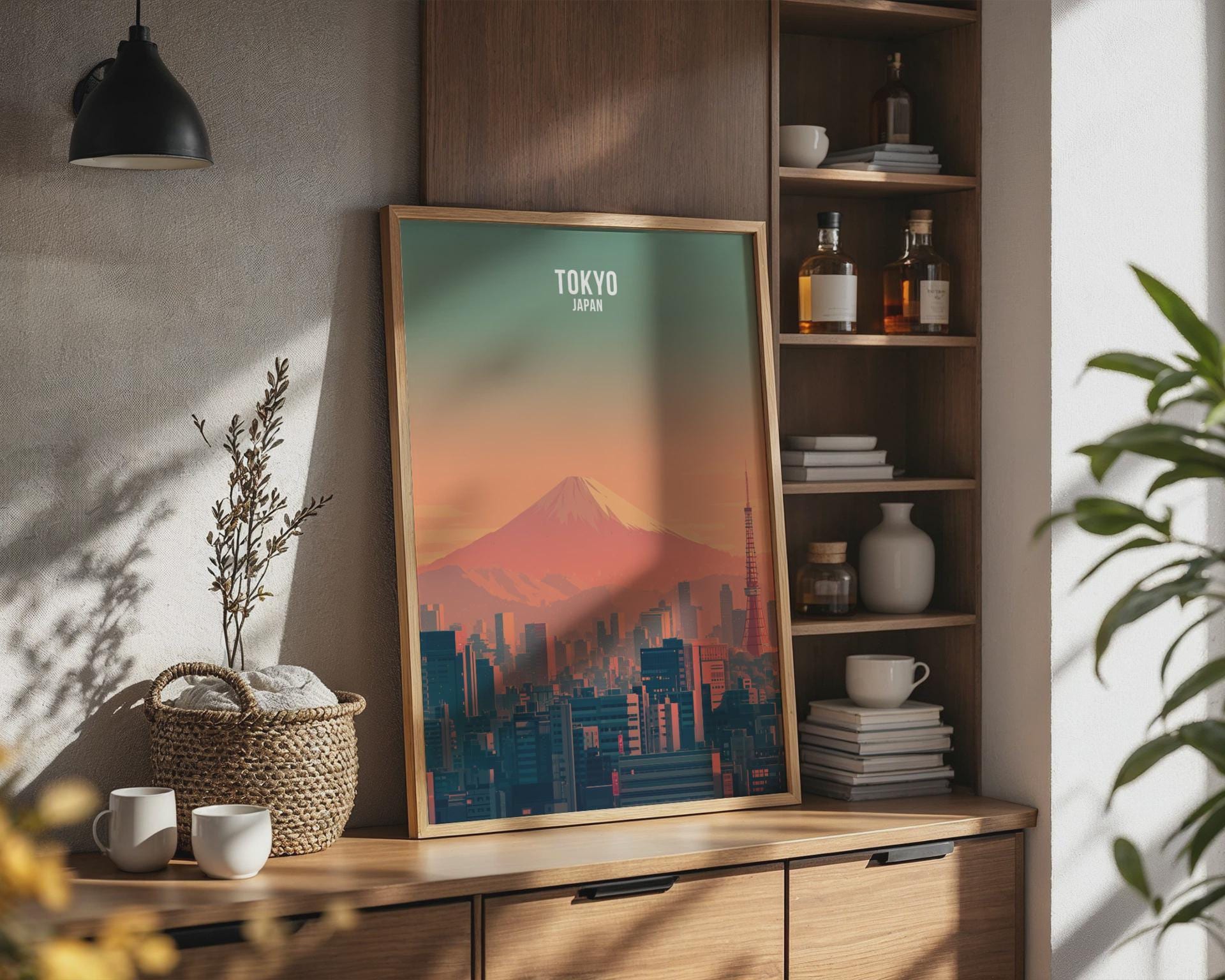 Tokyo Japan Wall Art Print featuring Mount Fuji and Cityscape - Travel Wall Art