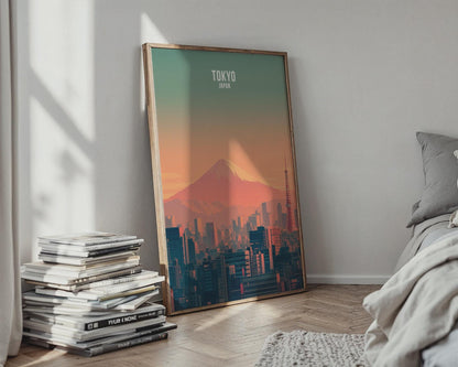 Tokyo Japan Wall Art Print featuring Mount Fuji and Cityscape - Travel Wall Art