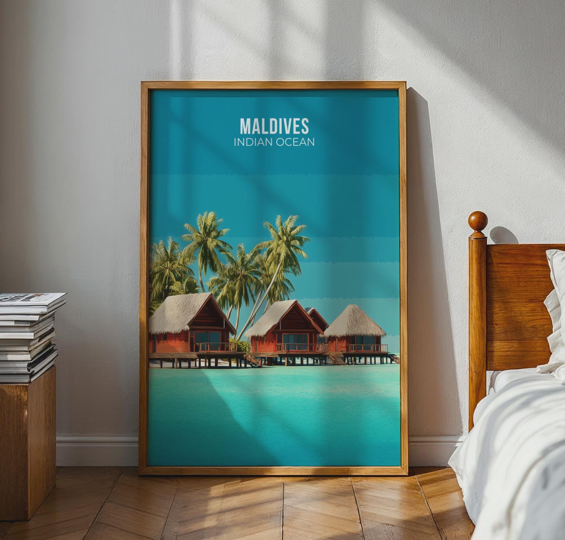 Maldives Travel Poster Art Print Indian Ocean Landscape - Travel Wall Art