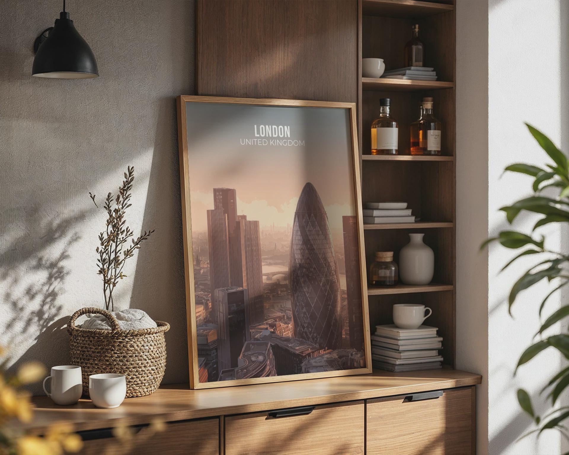 London Cityscape Art Print: Gherkin, Skyline Wall Art (United Kingdom) - Travel Wall Art