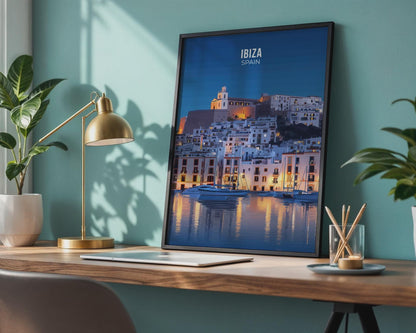 Ibiza Spain Art Print Cityscape Poster - Travel Wall Art