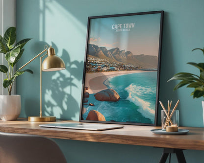 Cape Town South Africa Art Print Minimalist Coastal Landscape Poster - Travel Wall Art