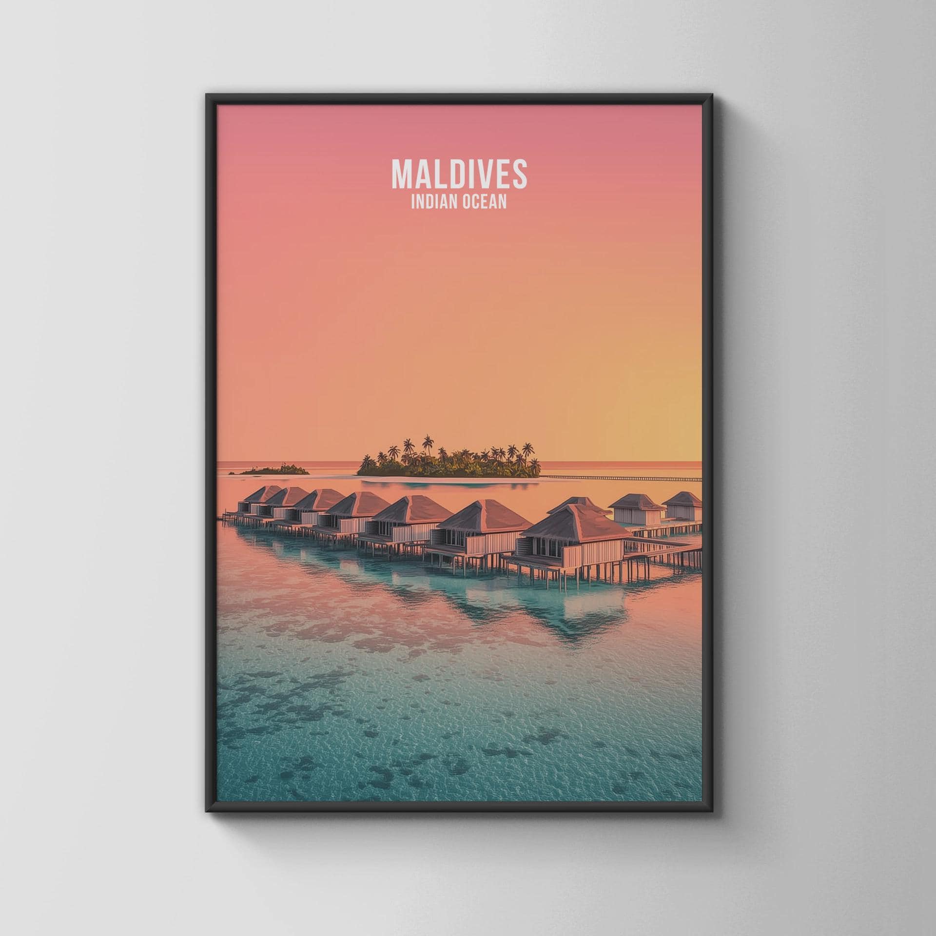 Maldives Wall Art Poster Indian Ocean Artwork - Travel Wall Art