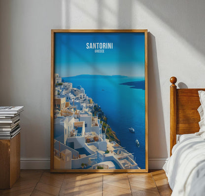 Santorini Greece Travel Poster Art Print - Travel Wall Art