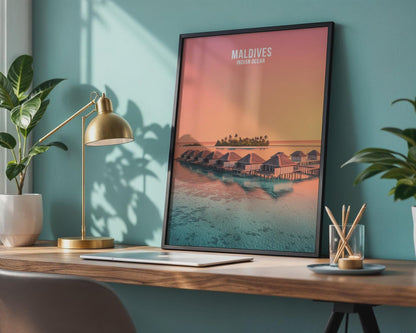 Maldives Wall Art Poster Indian Ocean Artwork - Travel Wall Art