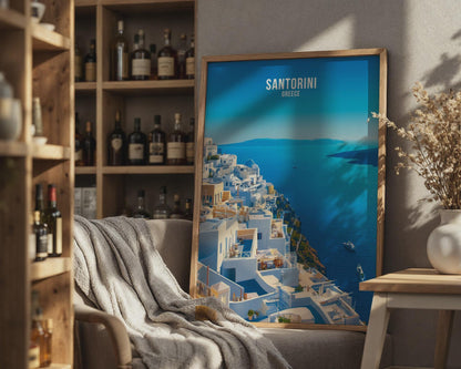 Santorini Greece Travel Poster Art Print - Travel Wall Art
