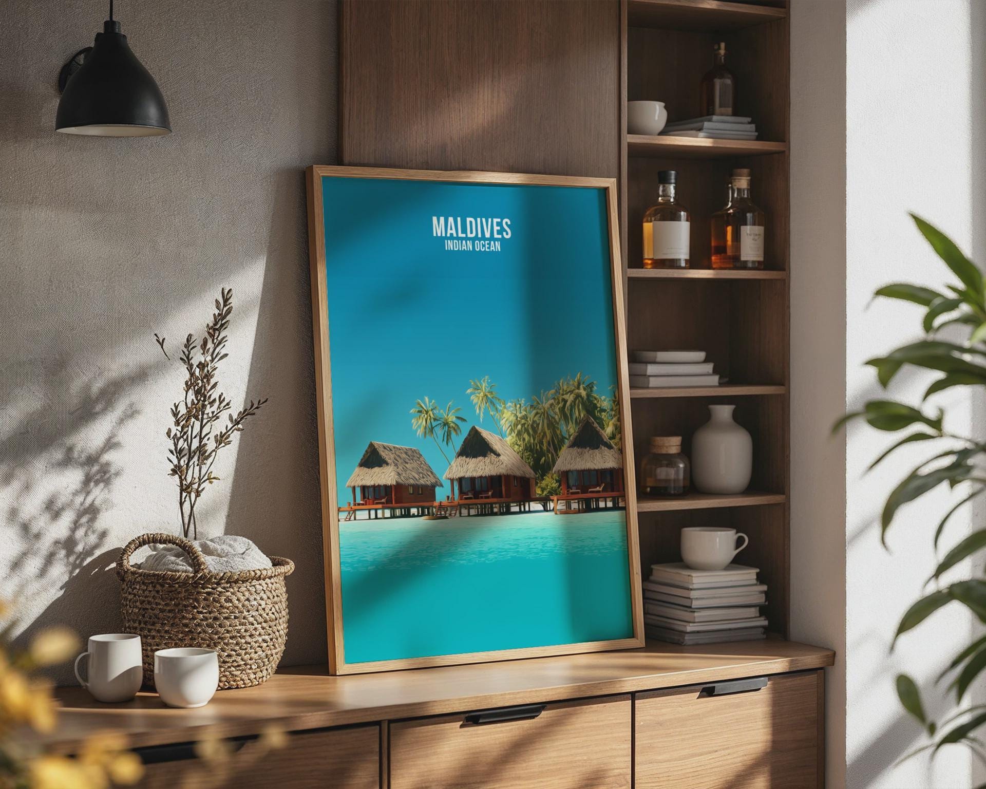 Maldives Indian Ocean Travel Poster Tropical Wall Art Print - Travel Wall Art