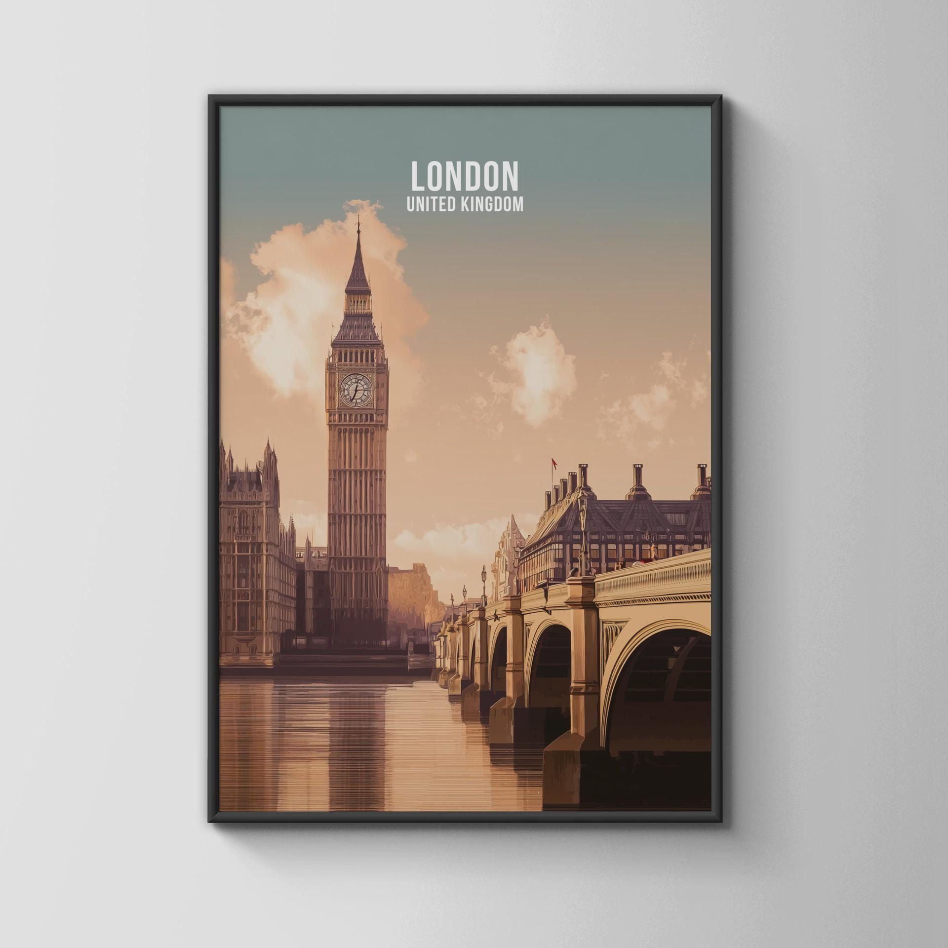 Big Ben and Westminster Bridge Art Print London - Travel Wall Art