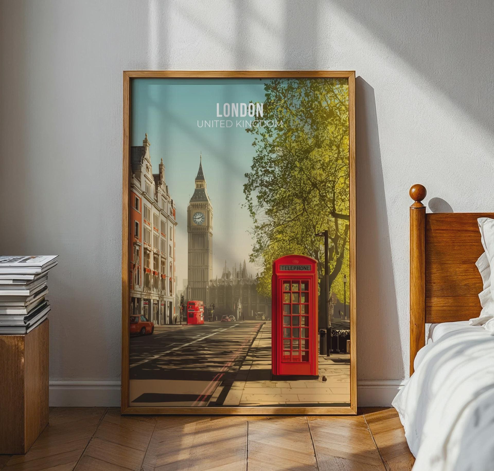 London Print Big Ben Telephone Box Wall Art - Travel Wall Art